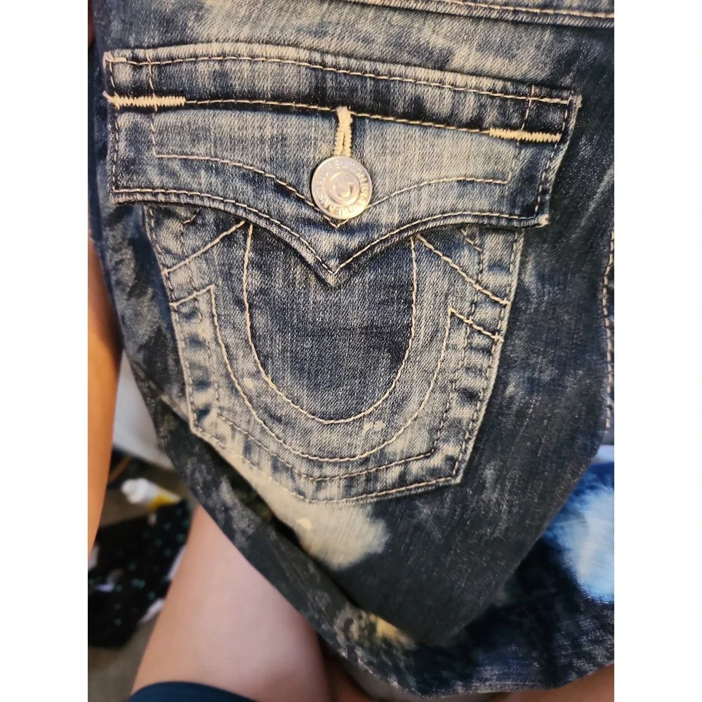 True Religion Cosmic Splatter Skinny Flap Low 31 X 31 Stretch Streetwear Y2K